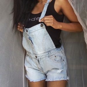 Tinseltown M Jean Denim Overall Distressed